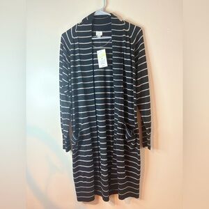 A New Day Black & White Long Sleeve Lightweight Duster Cardigan with Pockets